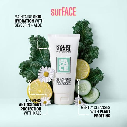 SurFACE Face Wash with Kale, Carrot and Lemon Proteins, Green Tea, Chamomile, Aloe and Cucumber – Gentle Daily Antioxidant Cleanser for Hydrated, Balanced Skin – Kale Yeah! - 6 oz - Thumbnail 4