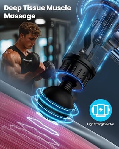 AYURA Massage Gun Deep Tissue, Muscle Massager Gun for Pain Relief, Percussion Massage Gun with 30 Speeds & 6 Heads, Portable Handheld Back Massage Gun for Athlets Men Women (Grey) - Thumbnail 2