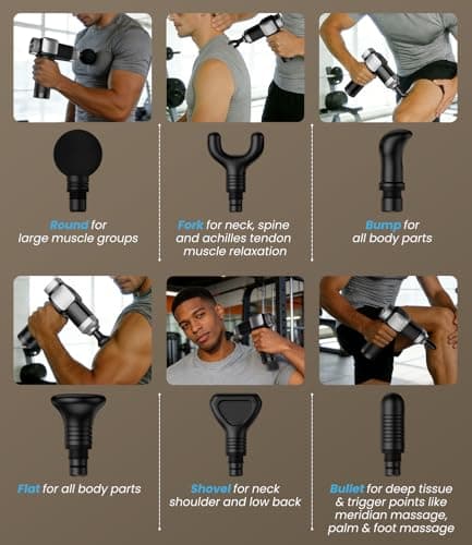 COOJOK® Massage Gun Deep Tissue, Handheld Electric Muscle Massager with 6 Massage Heads, 30 Speed Levels, Percussion Massager Gun for Pain Relief, Back Massager for Athletes Men Women - Thumbnail 5