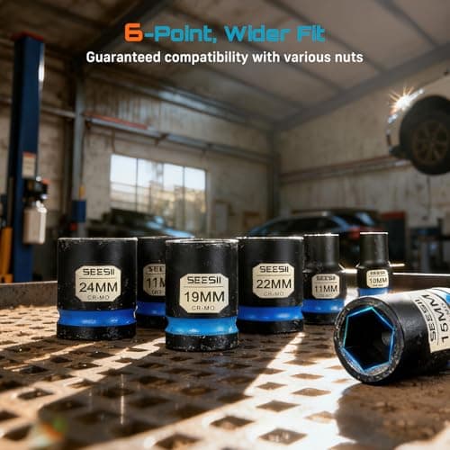 1/2 Inch Drive Impact Socket Set, 11-Piece Metric (10-24mm), Professional Chromoly Steel (CR-MO), 6-Point Shallow Sockets for Impact Wrench, Automotive Repair & General Mechanic Tools - Thumbnail 4