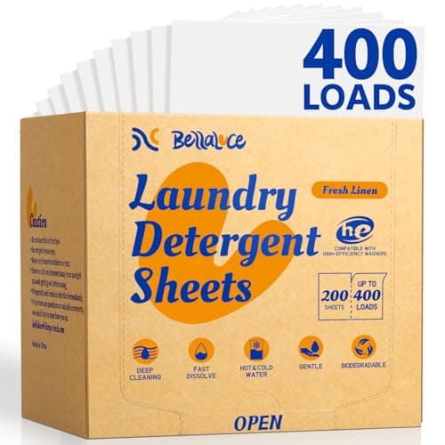 BellaLuce Laundry Detergent Sheets - Laundry Sheets, 400 Loads, Eco-Friendly, Plastic-Free, Fresh Linen Scent, Space Saving, Fast Dissolve & Hypoallergenic - Image 1