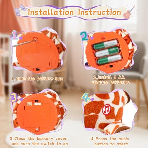 LLUKEME Dancing Giraffe Toy Stuffed Animal Baby Toys Singing Song Toddlers Toy Repeats What You Say Glowing Musical Toy for Baby Birthday Gift Groovy Giraffe Toy (Giraffe Toy) - Thumbnail 5