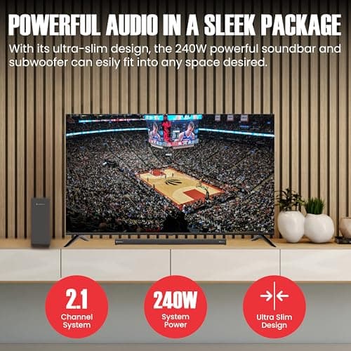 Audiosource 2.1 Soundbar, Wireless Subwoofer w/Dolby Atmos, Bluetooth Streaming for Smart TV and Multi-Devices, Compact Design, 240W Max Output, Remote Control Included, AS201 - Thumbnail 2