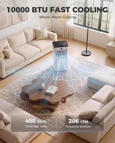 HAUSHOF Portable Air Conditioner, 10000 BTU Portable AC Unit with Cool, Fan, Dry & Sleep Mode for Rooms up to 450 sq.ft, Remote Control, 24H Timer, Window Kit & Exhaust Hose Sleeve Included, White - Thumbnail 3
