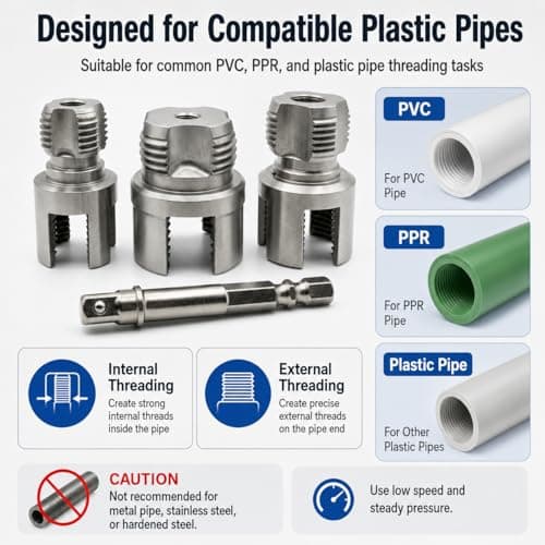 QYXLZUR PVC Pipe Threader Set (1/2", 3/4", 1"), Pipe Threading Tool Attachment for Drill, 2-in-1 Internal & External Thread Maker for PVC & Plastic Water Pipes, Plumbing Tap & Die Kit - Thumbnail 5
