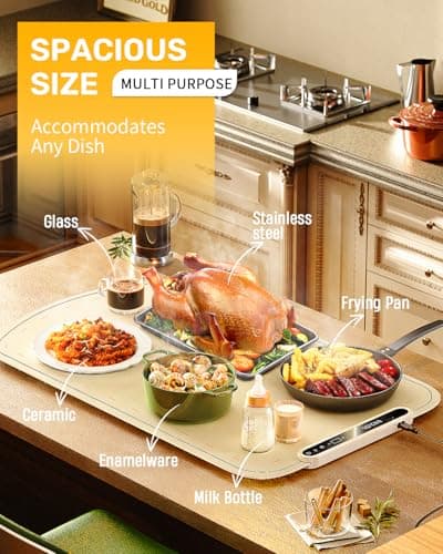 Warming Mat for Food, VEPOKA Food Warmer Mat for Countertop, Electric Warming Tray with 7 Temp Levels & Auto Shut-Off, Food Warmers for Parties, Ideal Gift for Kitchen & Buffet Use - Thumbnail 5