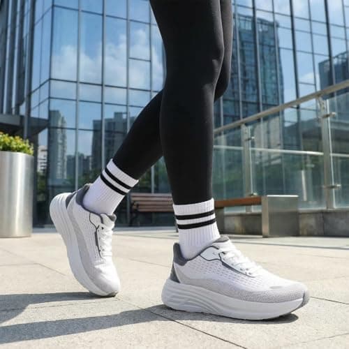 Wirpex Women's Wide Toe Box Walking Shoes–Non Slip Comfortable Cushioned Fashion Sneakers for Bunions Lightweight Zero Drop Tennis Running Shoe with Roomy Fit Grayish-White Size 6.5 - Thumbnail 3