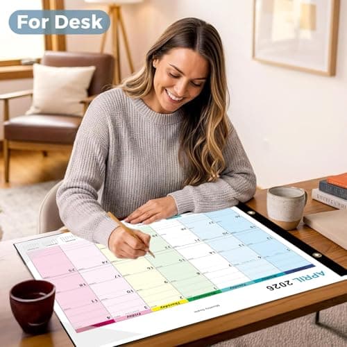 Dayvorax 2026-2027 Desk Calendar - 22" x 17", 18 Month Calendar Jan 2026 - Jun 2027, Large Monthly Desktop Calendar with Daily Blocks, Thick Paper, Corner Protectors - Colorful (3 Stickers Included) - Thumbnail 2