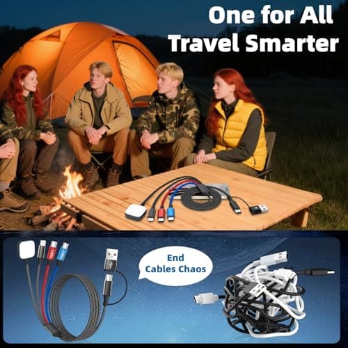 Dual Type-C Port 4 in 2 Multi Charging Cable for iWatch Charger/iPhone17/IP, Cruise Travel Essentials 2026, USBA/USBC Cable for iWatch Ultra/SE/11-2, iPhone17-8, Pad, GalaxyS26, Car Charger- 2Pcs 5FT - Thumbnail 6