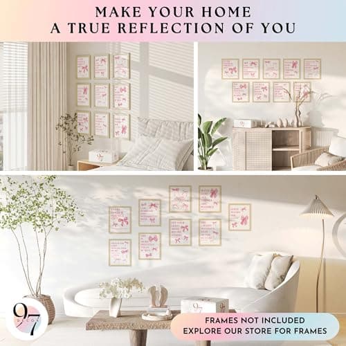 97 Decor Pink Coquette Room Decor For Teen Girls - Light Pink Wall Art For Bedroom, Trendy Bow Pictures For Bathroom Dorm Decorations, Cute Preppy Posters For Room Aesthetic (8x10 Unframed) - Thumbnail 4