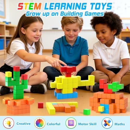 48PCS Magnetic Blocks for Toddlers Outdoor Toys, Large Magnetic Cube Toy for Sensory Montessori Education Preschool Magnet Toys for 3 4 5 6 Year Old Boys and Girls - Thumbnail 6