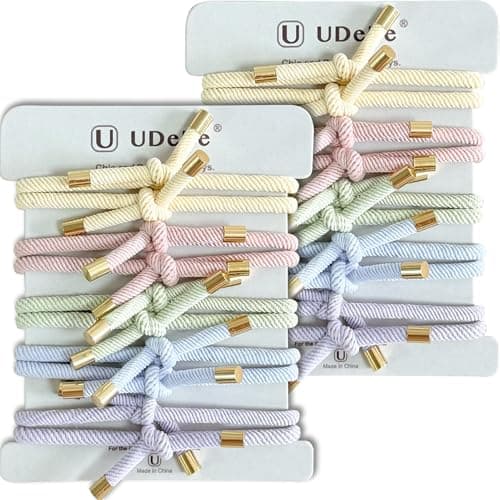 UDeBe Hair SlideProof Knot Hair Tie Bracelets Elastics 20 Counts