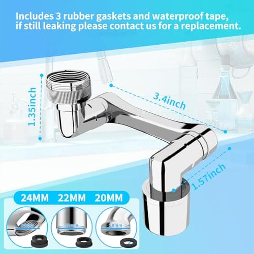 Longing Home 1080° Swivel Faucet Extender, Heavy Duty Rotating Sink Extension, Universal Swivel Multifunctional Robotic Arm, Rotating Splash Filter Extension Faucet Aerator for Kitchen Bathroom-2 Pcs - Thumbnail 2