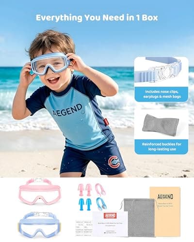 Aegend Kids Swim Goggles 2 Pack – Large Frame Anti Fog Soft Silicone Leak Proof UV Protection for Boys Girls Age 3-15 - Thumbnail 4
