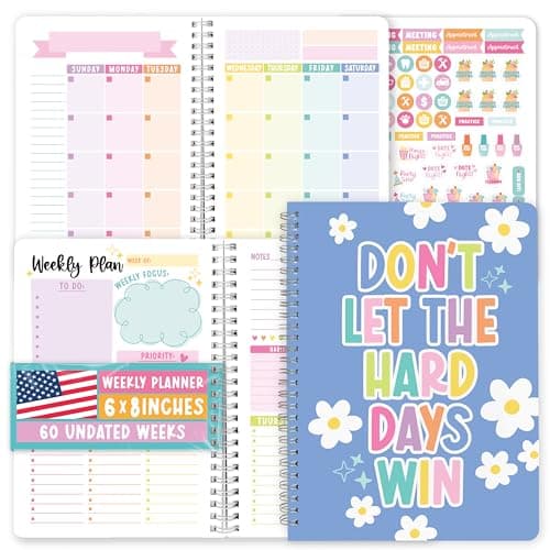 Undated Planner Weekly and Monthly - Spiral Undated Weekly Planner for Kids & Adults, Week Planners Habit Tracker, Goal Planners Notebook for Work, Agenda Planning Notebook - Image 1