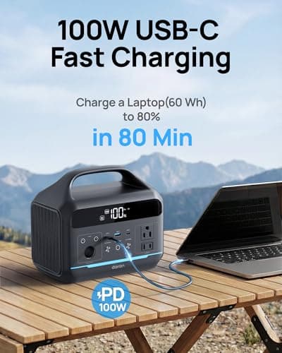 DARAN Portable Power Station 600W(1200W Surge) - 288Wh(90,000mAh) Solar Generator LiFePO4 Battery with AC DC Outlets, 8.3LB Portable Charging Station for Camping, RV, Home, Emergency (Solar Optional) - Thumbnail 5