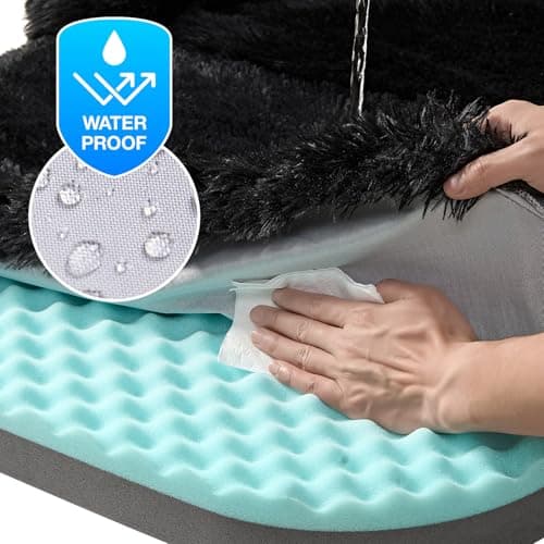 EHEYCIGA Foldable Human Dog Bed, 72"x44"x11" Orthopedic Memory Foam Human Sized Dog Bed, Waterproof Pet Bed for People, Faux Fur Pet Couch for Adult with Non-Slip Bottom, Black - Thumbnail 5