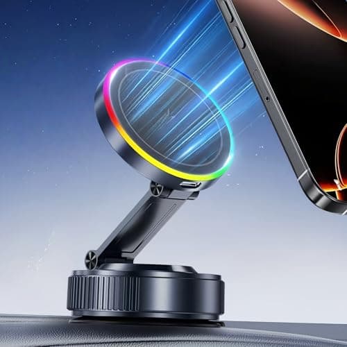 GEYUTHS Vacuum Magnetic Phone Charging Holder Mount 15W Fast Wireless Charger for Car Magsafe 360° Adjustable Phone Holder with Nano Gel Suction Cup for iPhone 12-17 Pro Max (K5S) - Image 1