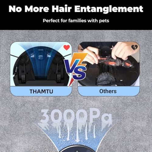 Thamtu Robot Vacuum and Mop Cleaner Automatic Recharging Vacuum Robot Cleaner for Hardwood Floor, Low-Pile Carpet, Pet Hair - Thumbnail 2