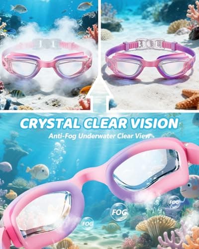 Aegend Swim Goggles for Kids 3-14 – Anti-Fog Comfort Fit for Swim Lessons, Pool, Beach – Includes Case, Ear Plugs & Nose Clip - Thumbnail 3