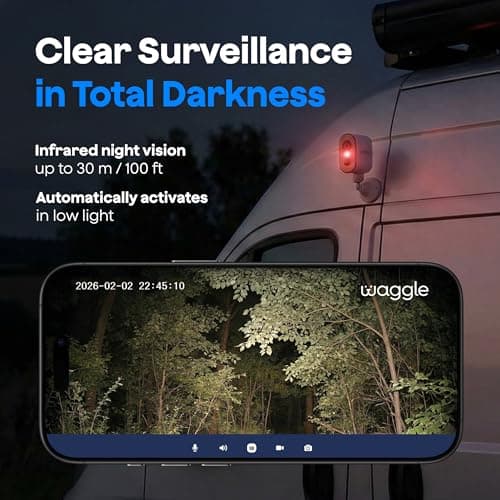 Waggle 4G LTE Cellular Security Camera, Built in SIM Card, 2K HD Pet Monitor, 300° Pan, No WiFi, 9000mAh Battery, Night Vision & 2-Way Talk - RVs/Camping/Travel & Outdoor - Subscription Required - Thumbnail 4