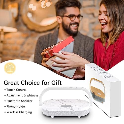 iGaur LED Bedside Lamp, Touch Lamps for Bedroom Nightstand, 4 in 1 Bedside Table Lamp with Wireless Charger, Portable Bluetooth Speaker, Phone Holder, Dimmable Charging Birthday Gifts for Women - Thumbnail 5