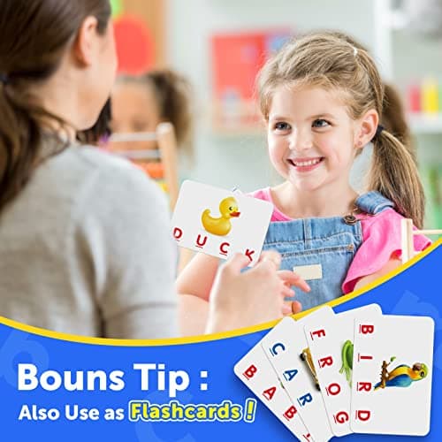 Learning Games for Kids Ages 3-8, Matching Letter Game for Kids Toys Ages 3-8 Educational Toys for 3-8 Year Olds Boys Girls Birthday Party Easter Gifts for 3-8 Year Olds Boys Girls Blue - Thumbnail 4
