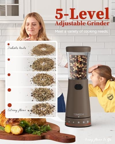 Electric Salt and Pepper Grinder Set with Storage Base, Stainless Steel Rechargeable Salt and Pepper Grinder Set with 4.5 oz Large Capacity, 1.8" Wide Mouth, Adjustable Coarseness, Ideal for Kitchen - Thumbnail 2