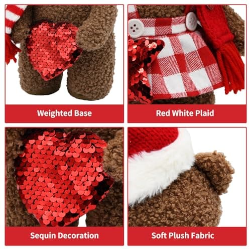 KnomeKo Valentines Day Gifts for Her - Valentines Gnomes Teddy Bear Farmhouse Table Decor for Home - Romantic Gifts Galentines Day Decorations - Thumbnail 4