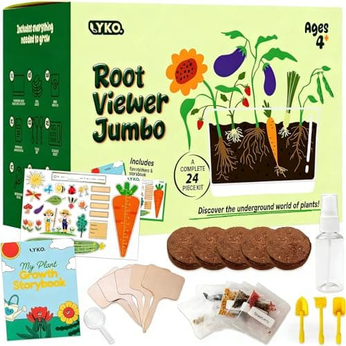 Large Root Viewer Kit for Kids STEM Science Toy Growing Kits for Ages 4, 5, 6, 7, 8, 9,10 Birthday Gifts for Boys Girls, DIY Set, Includes Strawberry, Eggplant, Dwarf Sunflower, Carrot, Pea, Scallion - Image 1