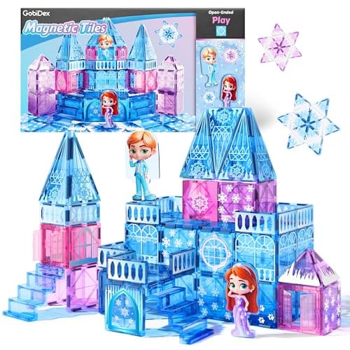 GobiDex Magnetic Building Blocks Princess Castle with 2 Dolls & Stairs, STEM Magnetic Tiles Building Toys for Kids Ages 3-5 4-8, Magnets Sensory Toddler Toys Birthday Gifts for 3+ Year Old Girls Boys - Image 1