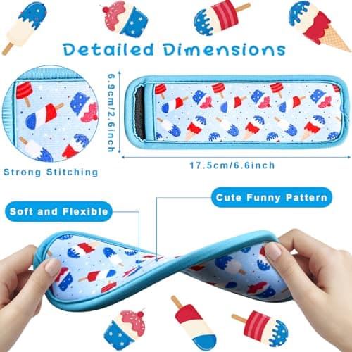 Amintiri Popsicle Holder for Kids, 6 Pieces Anti-Freezing Neoprene Sleeves, Cute Ice Pop Holder, Reusable Washable for Boys Girls - Thumbnail 2