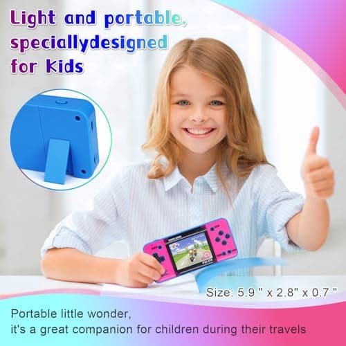 Handheld Game for Kids ，Built-in 220 32-bit Video Games, 3.0” IPS Screen, Rechargeable Portable Game , Travel Mini Arcade Electronic Toys Gift for Boys and Girls(Blue+Pink) - Thumbnail 4