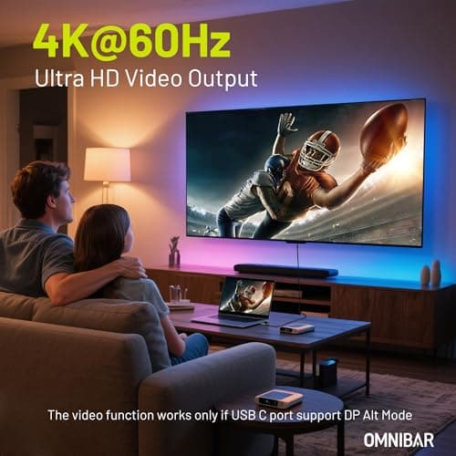 Omnibar Heavy Duty USB C Cable (3FT/Braided), USB C 3.2 Gen 2X2 Cable, 20Gbps Data Transfer, 4K Monitor Display, 240W USB C Charging Cable for iPhone 17/16/15, iPad, MacBook, CarPlay, Hub,Docking,SSDs - Thumbnail 4