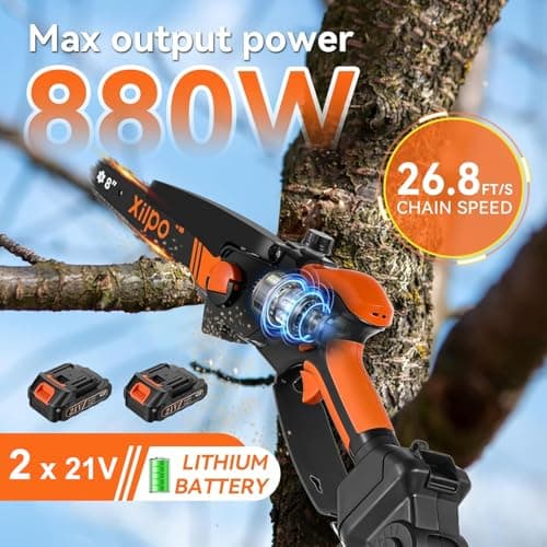 2-in-1 Cordless Electric Pole Saw & 8 Inch Mini Chainsaw, 15FT Max Reach, Adjustable Cutting Head, 2×21V Batteries, Automatic Lubrication, Tool-Free Tension Tree Trimmer Pruner for Branch Cutting - Thumbnail 5