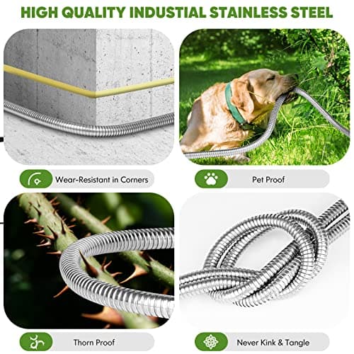Unywarse Garden Hose 175ft, Stainless Steel Heavy Duty Water Hose with 10 Function Nozzle Flexible, Lightweight, No-Kink, Pet Proof, Puncture Proof Metal Hose for Yard, Outdoor - Thumbnail 3