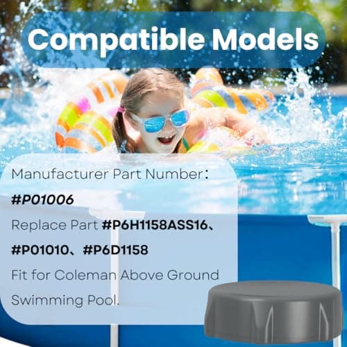 telehybrid Pool Drain Cap Replacement for Coleman Above Ground Pools, 2 Pack Heavy Duty Drain Valve Caps Replace Part P01006 P01010 P6D1158 P6H1158ASS16 - Thumbnail 3