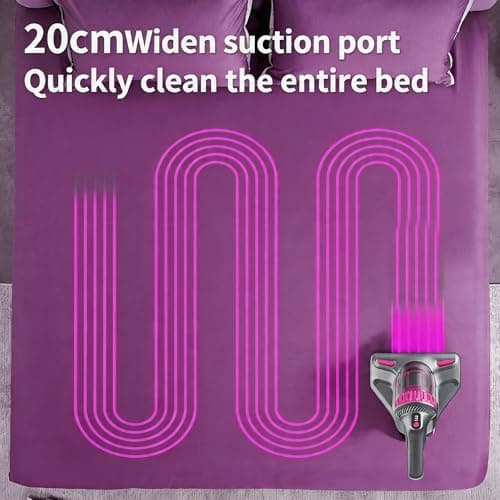 AMZAREA Mattress Vacuum Cleaner Cordless: 16Kpa Bed Vacuum Cleaner with 253.7nm UV-C Light 8000/min Pat Triple Filtration Portable Vacuums for Sofa Bed (BLACK01) - Thumbnail 4