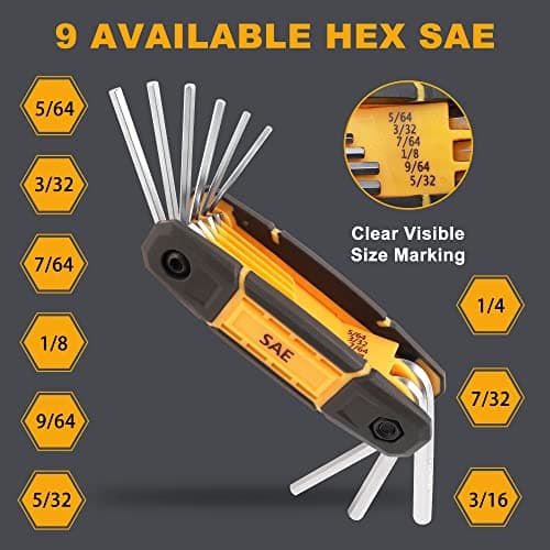 MULWARK 25 pcs Folding Allen Wrench Set | Metric & Standard SAE - Key Tool 3 Pack Portable Hex for Basic Home Repair and General Applications - Thumbnail 6