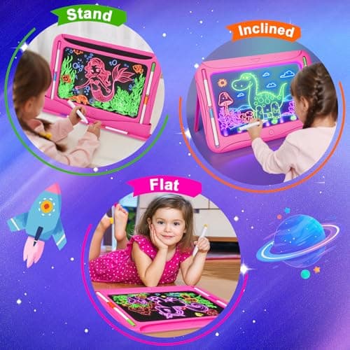 Ultimate LED Drawing Board for Kids Ages 5-7, Girls Toys Age 6-8, Christmas Birthday Gifts, Light Up Tracing Pad, 9 Double-Sided Cards, 6 Markers, Arts Crafts Learning Toy, Magic Doodle Writing Tablet - Thumbnail 5
