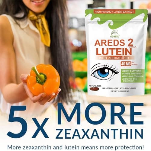 RIOWEGO AREDS 2 + Advanced Lutein and Zeaxanthin Supplement -40 mg Lutein & Zeaxanthin with Astaxanthin,Omega-3,EPA,DHA-Dietary Supplement for Eye Health Support,Vision Support-180 Softgels - Thumbnail 6