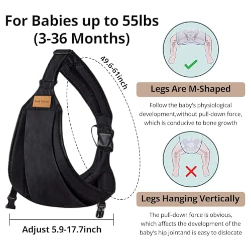 Baby Sling Carrier Newborn to Toddler, Lightweight Baby Carrier Sling, Baby Wrap Sling, Baby Hip Seat Carrier for Toddler Sling, Baby Holder Carrier, Nursing Sling, Carrying 8-35 lbs, (Black) - Thumbnail 3
