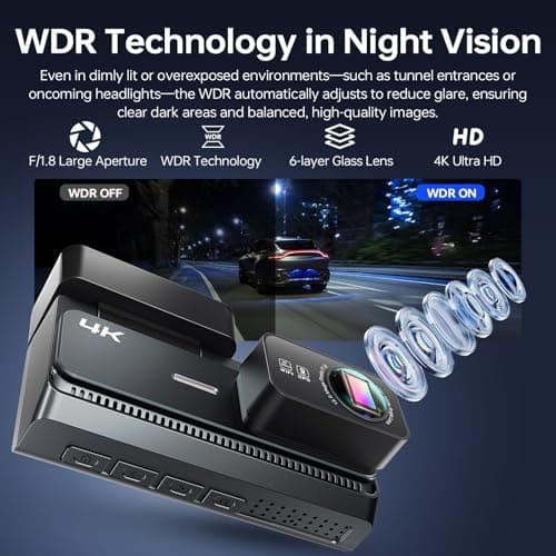 Yonvim 4K+2K Dash Cam Front and Rear, 5G WiFi GPS, 32GB Card Included, 3.39" Screen Dual Dashcam, G-Sensor, 24H Parking Mode, WDR, Dash Camera for Cars - Thumbnail 3