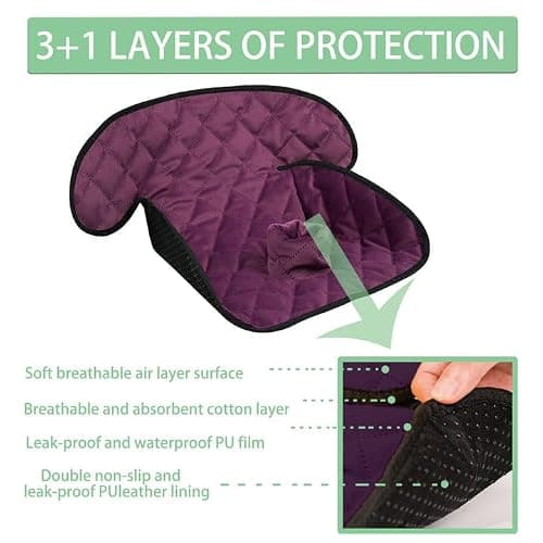 MOOB Waterproof Car Seat Protector - Potty Training Liner for Baby & Toddler, Machine Washable Piddle Pad with Anti-Slip Backing, Universal Fit for Infant Car Seat & Stroller (Purple) - Thumbnail 2