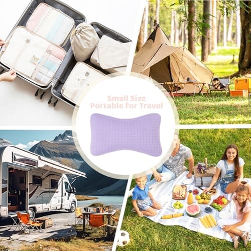 vocheer 11x7in Mini Travel Pillow, Small Pillows for Resting, Tiny Pillows for Neck, Wrist, Lumbar and Knee, Pets Pillow, Cotton, Cover Removable, Machine Washable (Purple-1PC) - Thumbnail 5