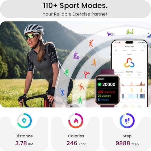 Smart Watch for Women Men, Smartwatch Compatible iPhone/Android/Samsung (Answer/Make Call, Alexa Built-in), Smart Watches with Health Monitor, Activities Track, 3ATM Waterproof Fitness Watch-Purple - Thumbnail 5