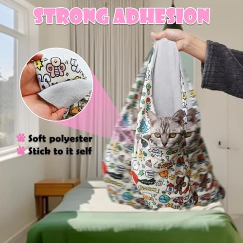 JPTECY Cat Wrap for Cutting Nails Large Size 27.5in Self-Adhesive Cat Grooming Wrap Cat Nail Clipper Hammock Soft Cat Restraint Bag for Nail Clipping Cat Grooming Supplies(Under 13lbs) - Thumbnail 4