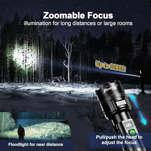 Rechargeable Flashlights 10000 High Lumens Single One Mode Super Bright, High Powered LED Flashlight USB C, High Beam 3280 ft Long Lasting Powerful Heavy Duty Strong Flash Light For Security Hiking - Thumbnail 3