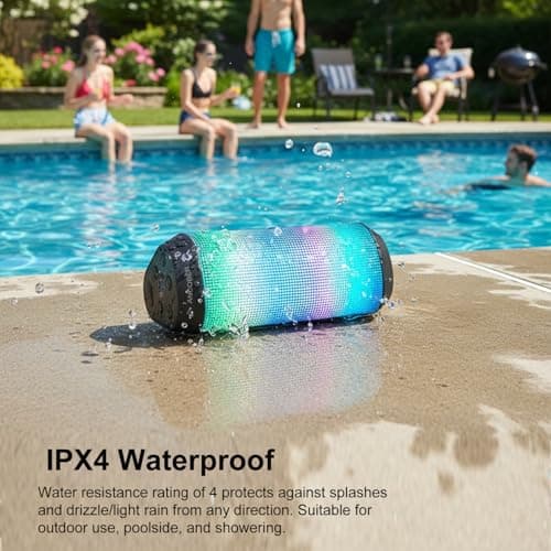 Bluetooth Speaker, 20W HD Stereo Loud Sound, Portable Wireless, RGB Light, 36H Playtime, TWS Surround Pairing, IPX4 Waterproof, BT5.3, Built-in Mic, for Outdoor, Home, Party, Camping, Electronic Gifts - Thumbnail 6