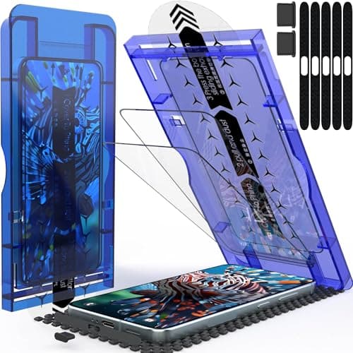 jpyyw 3 Pack for Samsung Galaxy S25 Screen Protector Tempered Glass,HD Bubble Free, Ultra Resistant No bubbles, with easy-to-install frame, automatic dust removal - Image 1